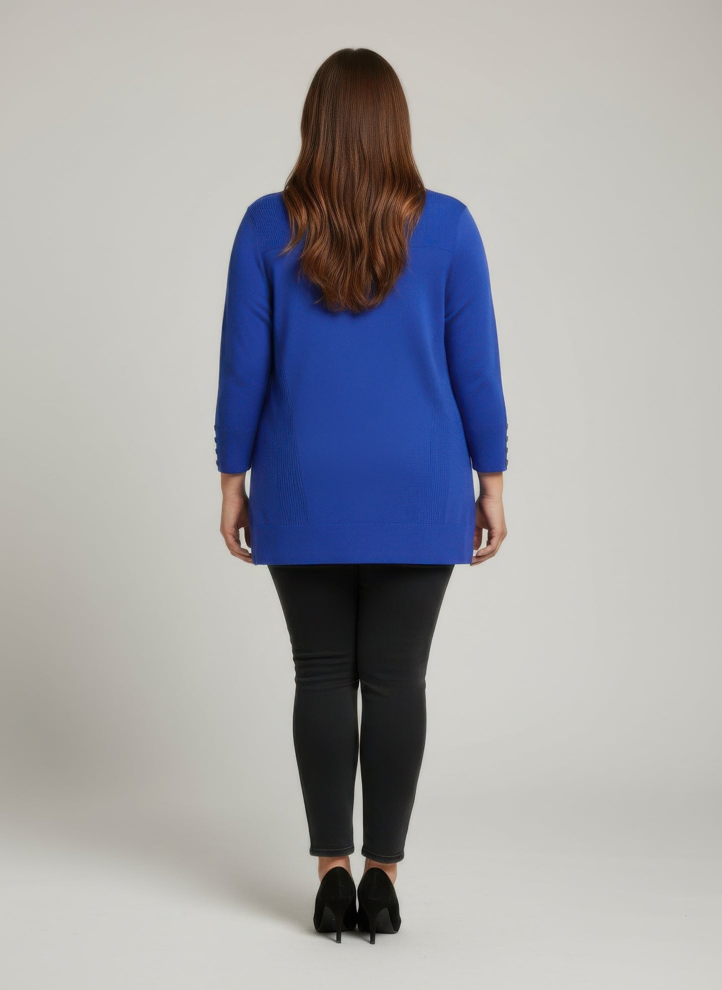 Mocha Button Cuff Ribbed Knit Tunic Top