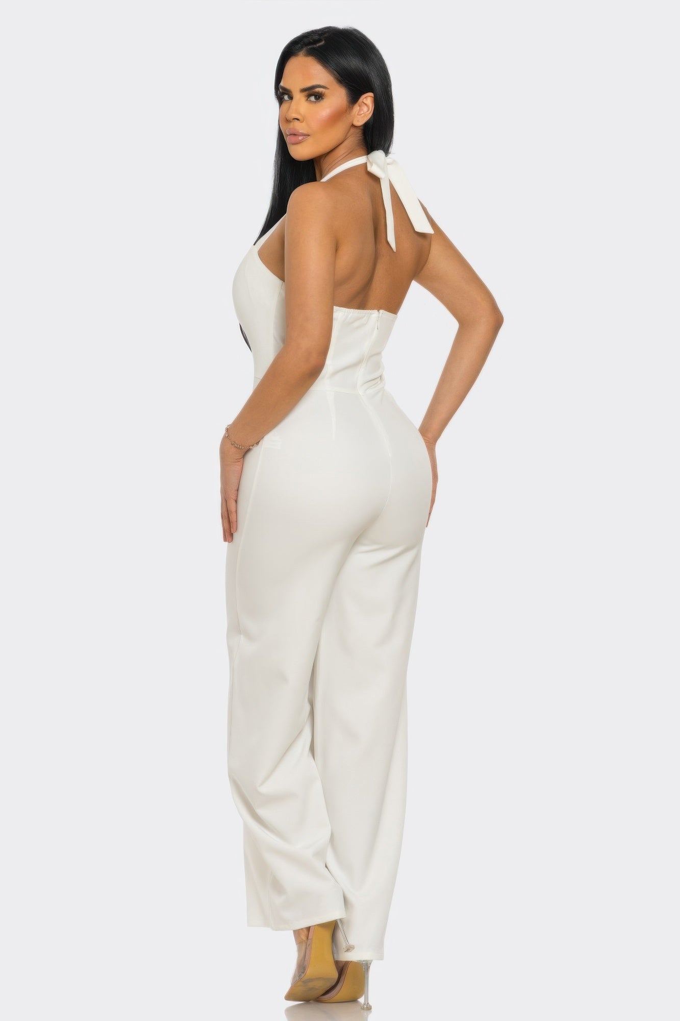 Halter-Neck Jumpsuit with Back Zipper