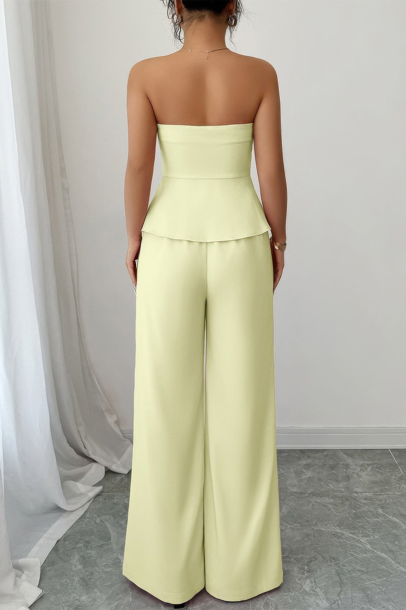 Off Shoulder Waist Cinched Wide Leg Sets