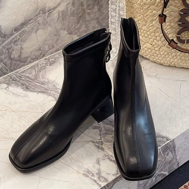 Black square-toe ankle boots from the ALMA VENN Women's Shoes edit