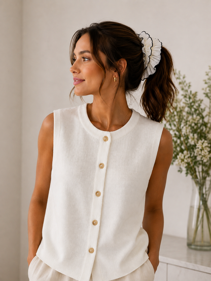 Bezla Knit Vest — Ivory