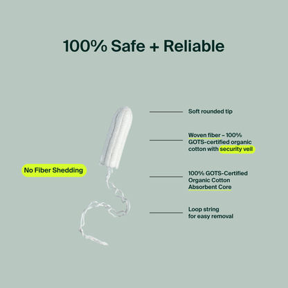 100% Organic Cotton Non-Applicator Tampons