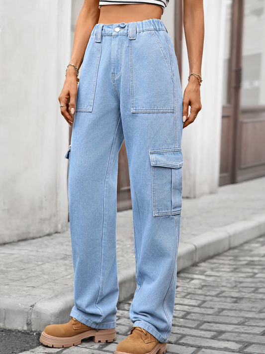 High-Waisted Cargo Jeans