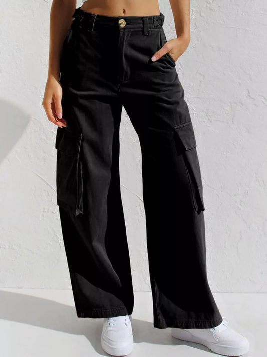 High-Waisted Wide Leg Cargo Jeans