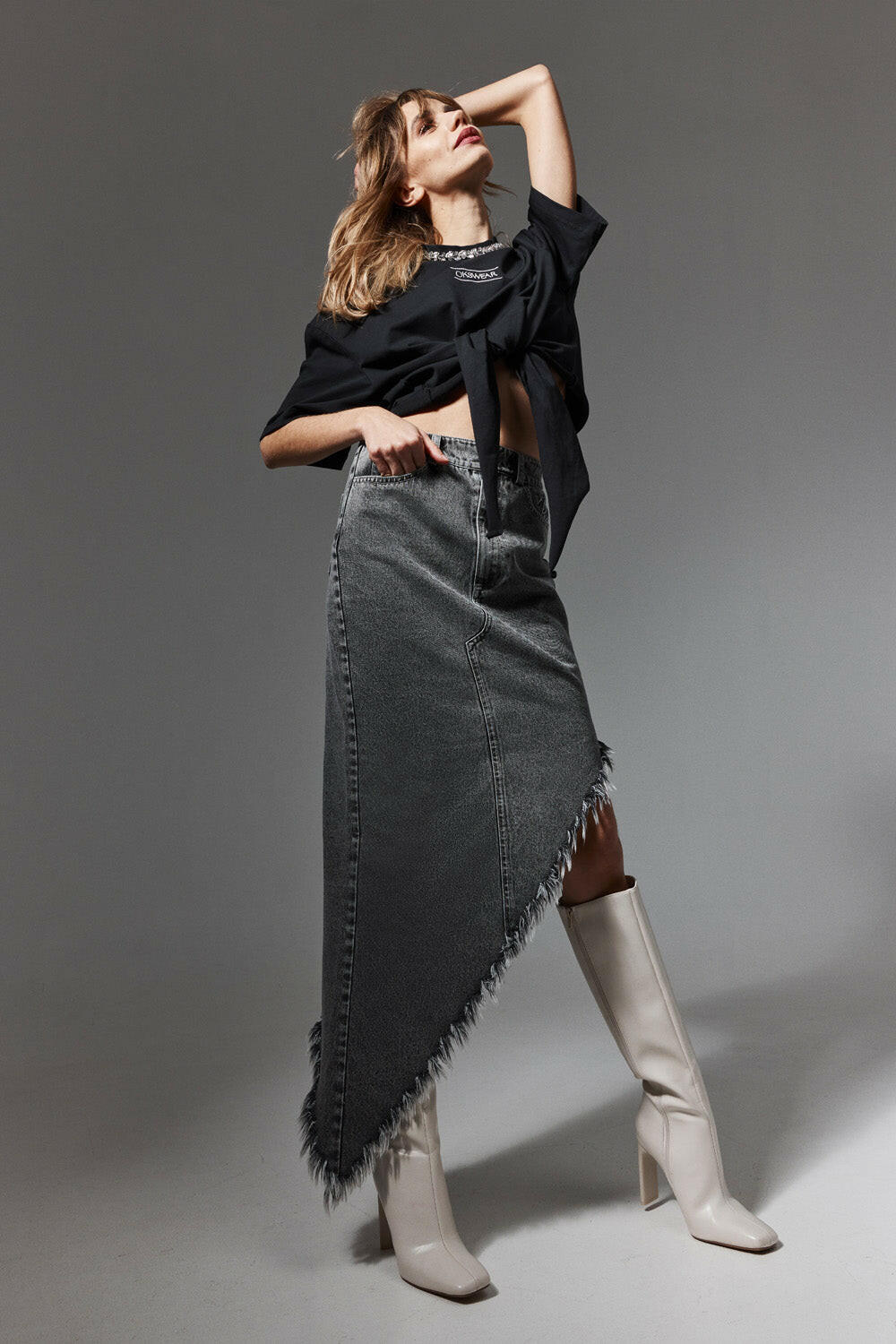 The Asymmetric Denim Skirt