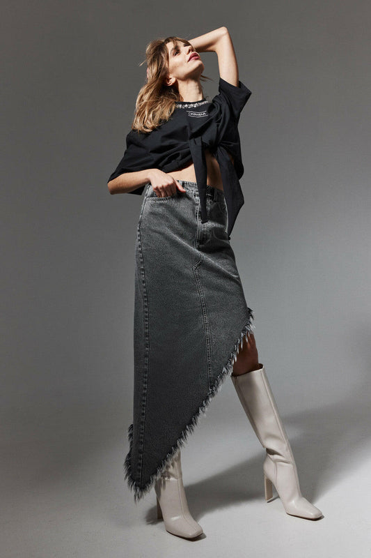 The Asymmetric Denim Skirt