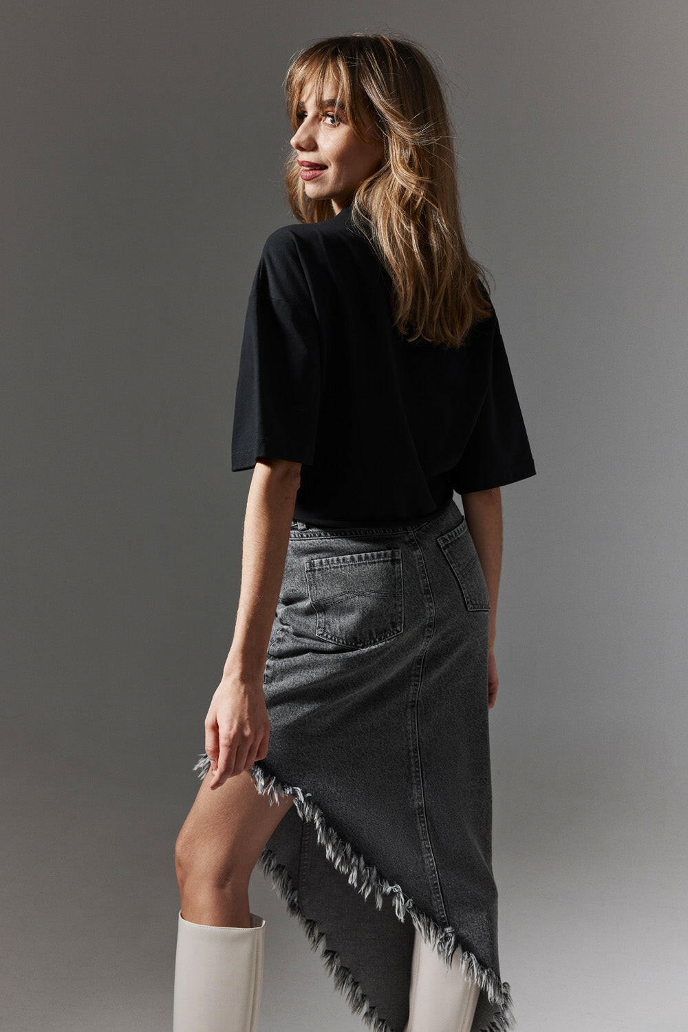 The Asymmetric Denim Skirt