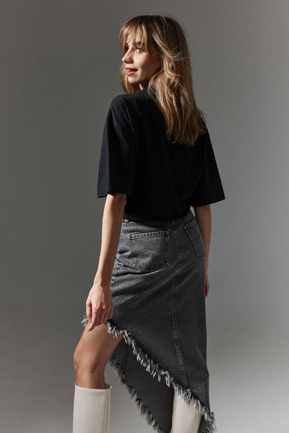 The Asymmetric Denim Skirt