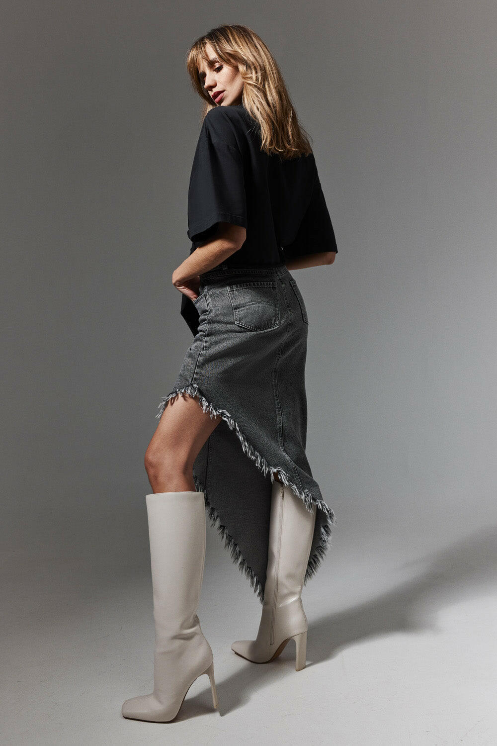 The Asymmetric Denim Skirt