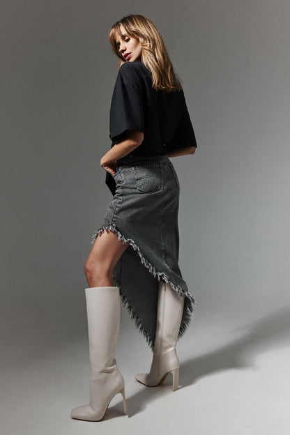 The Asymmetric Denim Skirt