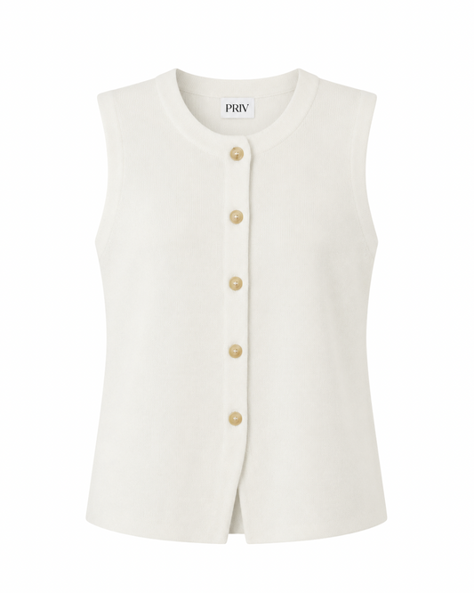 Bezla Knit Vest — Ivory