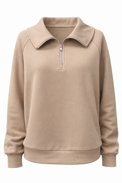 Maeve Relaxed Half-Zip — Mocha