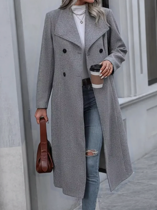 The Grey Double-Breasted Long Coat