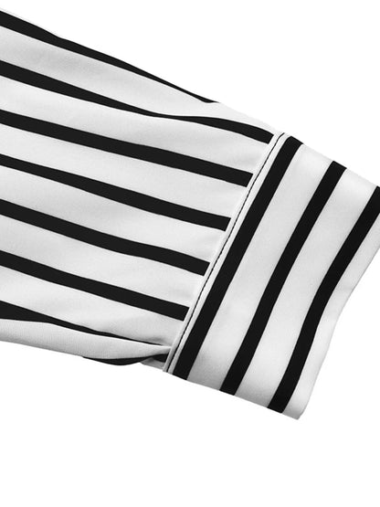 Striped crossover tie-waist blouse