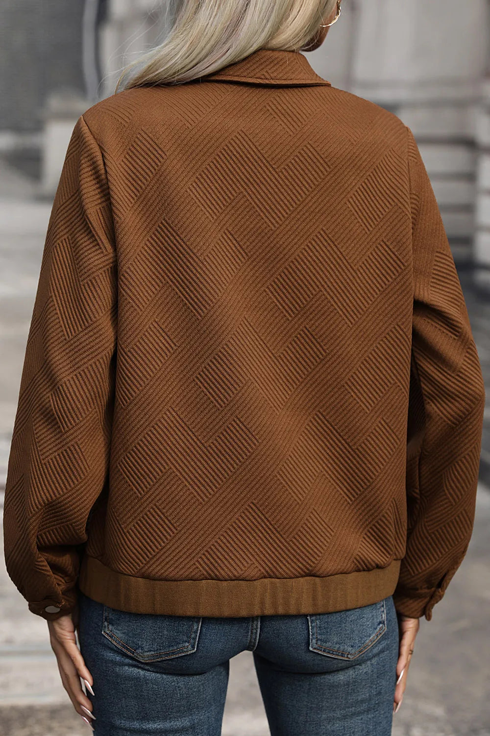 Textured zip-front pocket jacket
