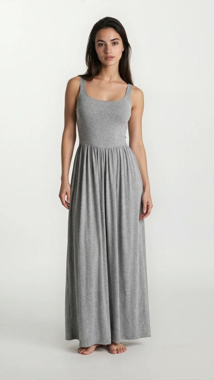 Dawn Silky Jersey Maxi Dress — Grey