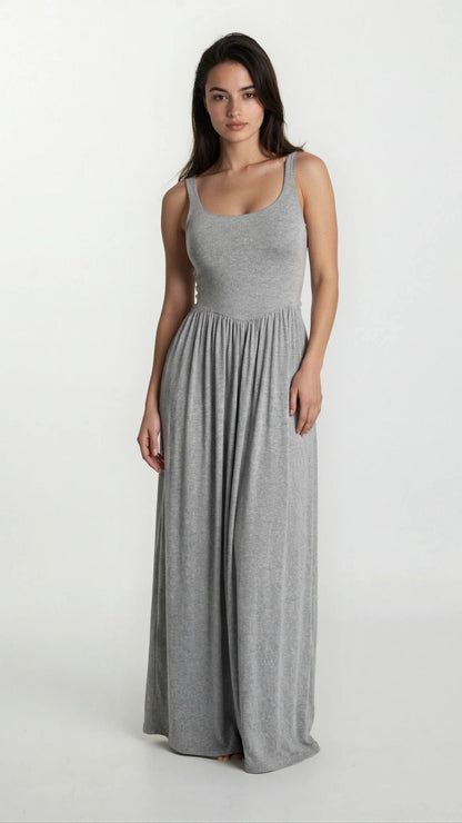 Dawn Silky Jersey Maxi Dress — Grey