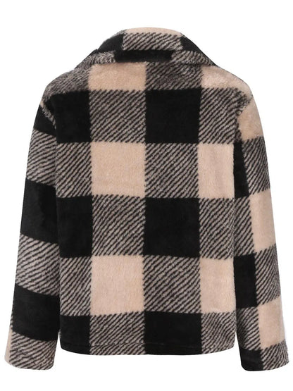 Plaid zip-front fleece jacket