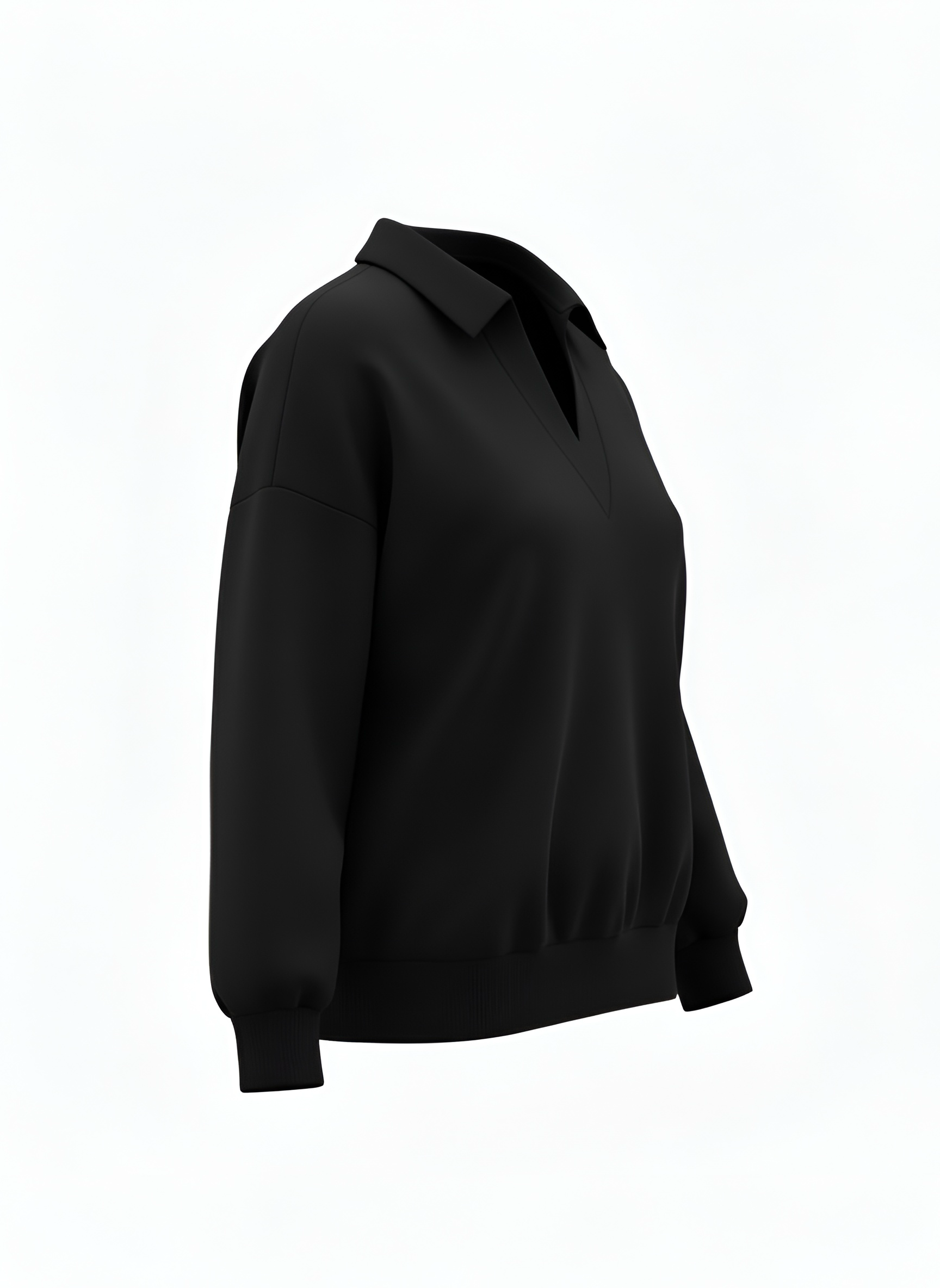 Ella Long-Sleeve Polo — Black