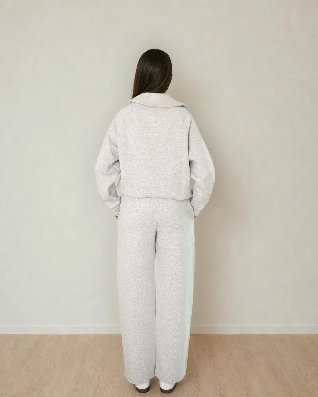 Maeve Luxeflow - Relaxed 3/4 Zip Top In Heather Grey