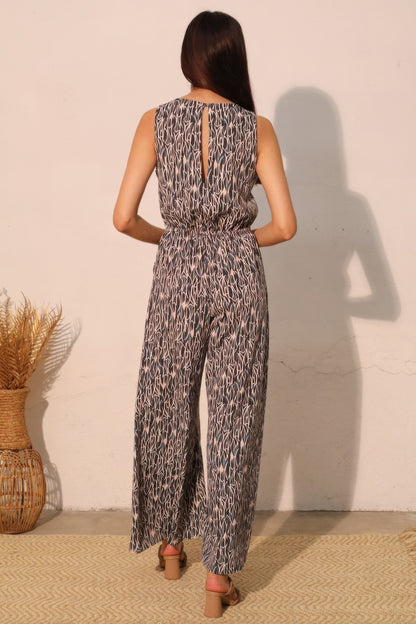 Night Meadow Sleeveless Bubble Jumpsuit