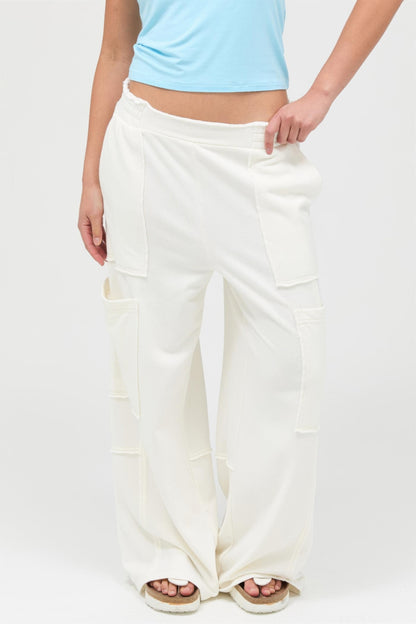 Mineral Wash Wide Leg Cargo Pants