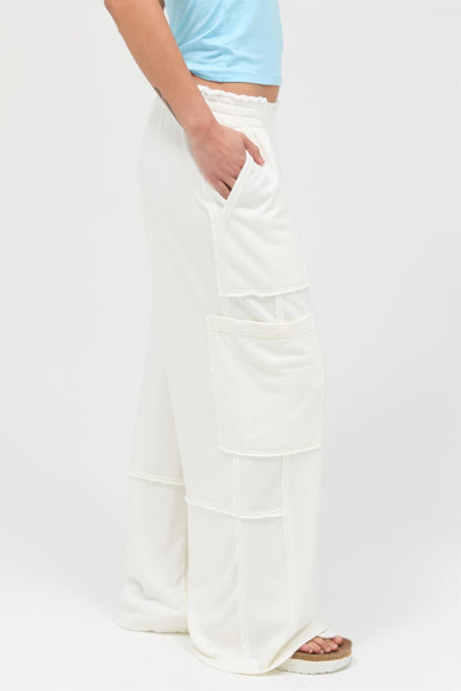 Mineral Wash Wide Leg Cargo Pants