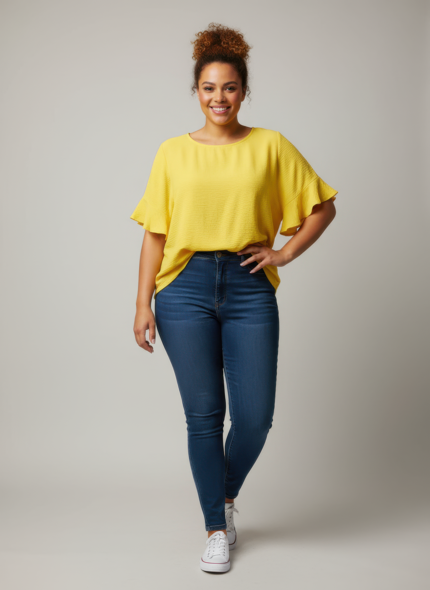 Textured Ruffle Sleeve Short Sleeve Top