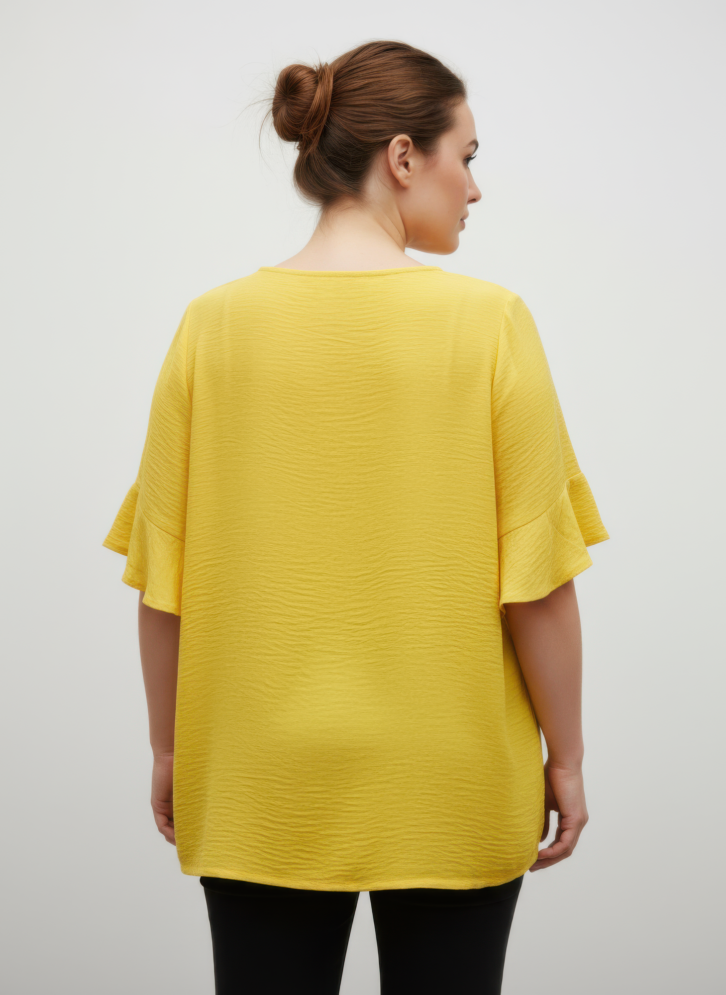 Textured Ruffle Sleeve Short Sleeve Top