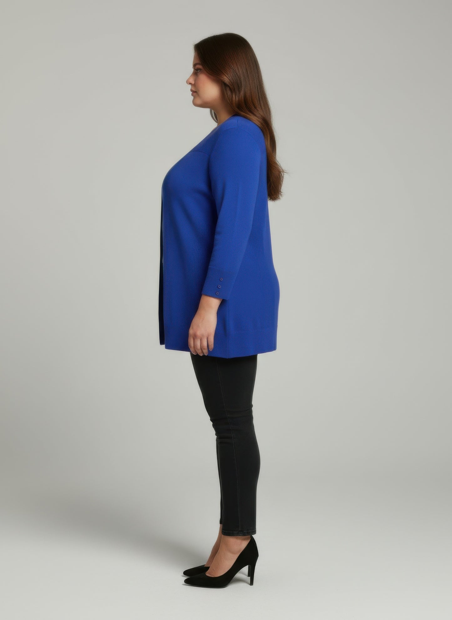 Mocha Button Cuff Ribbed Knit Tunic Top