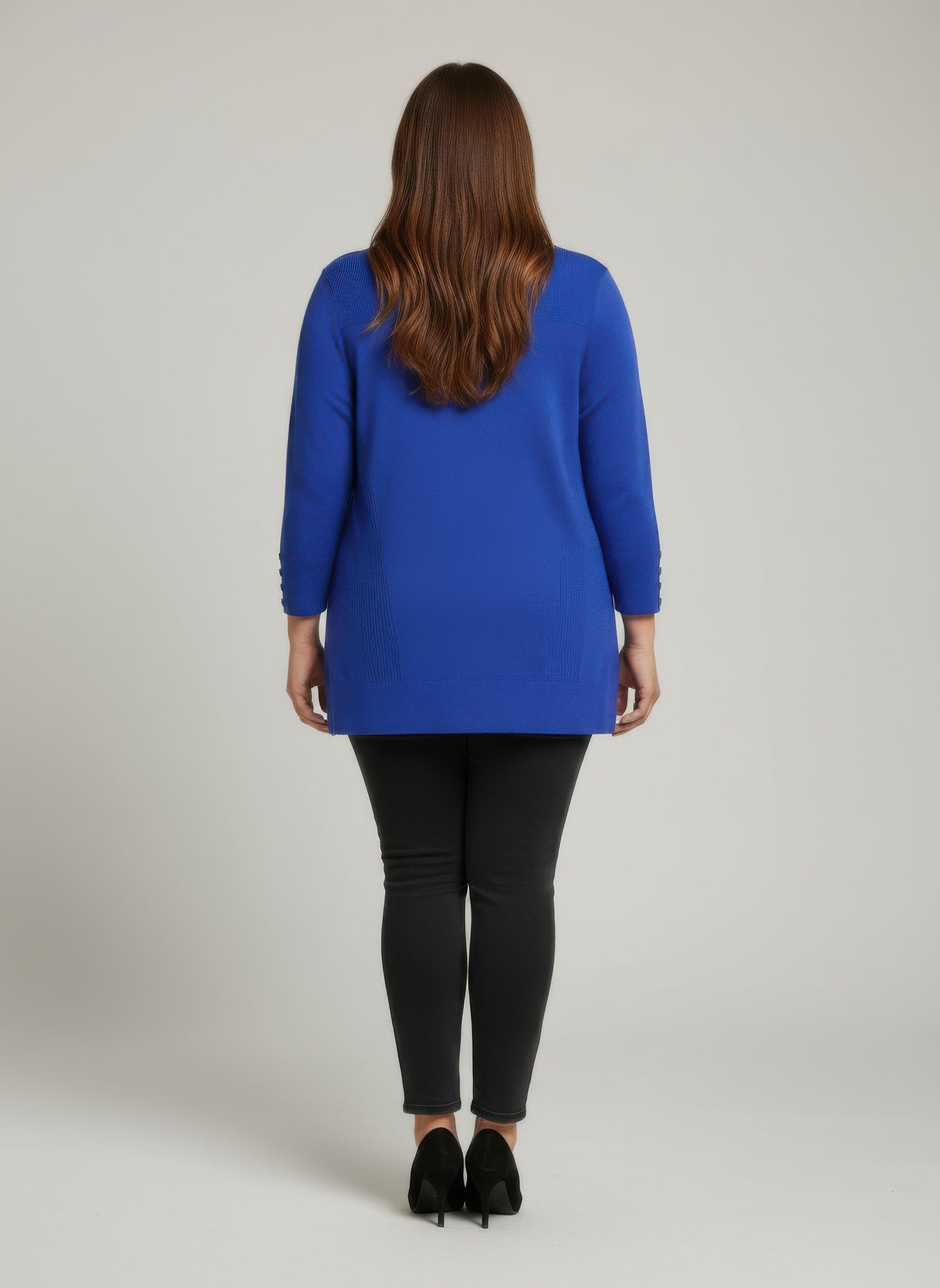 Mocha Button Cuff Ribbed Knit Tunic Top