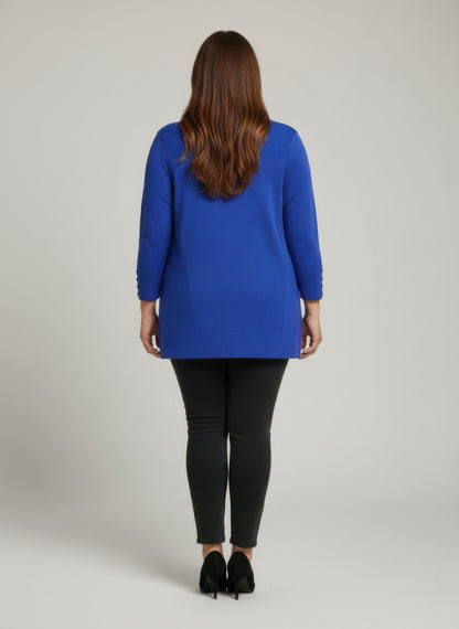 Mocha Button Cuff Ribbed Knit Tunic Top