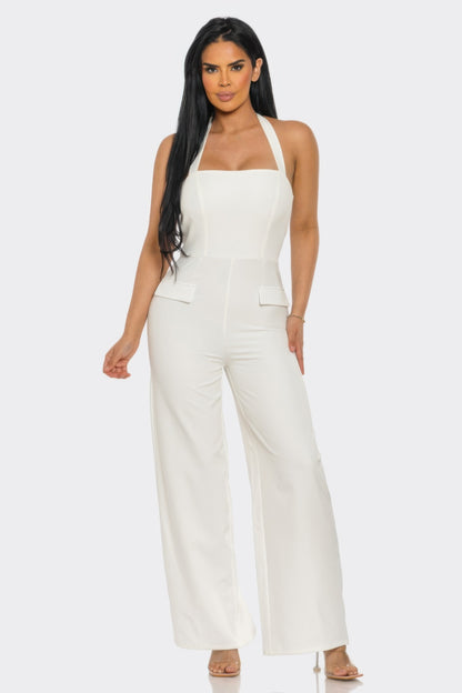 Halter-Neck Jumpsuit with Back Zipper