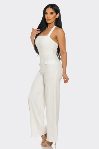 Halter-Neck Jumpsuit with Back Zipper