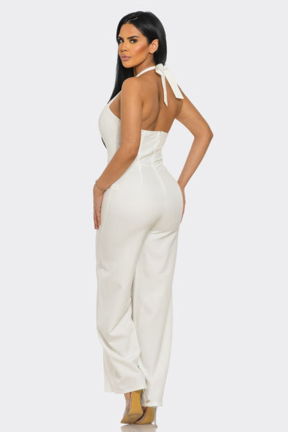 Halter-Neck Jumpsuit with Back Zipper