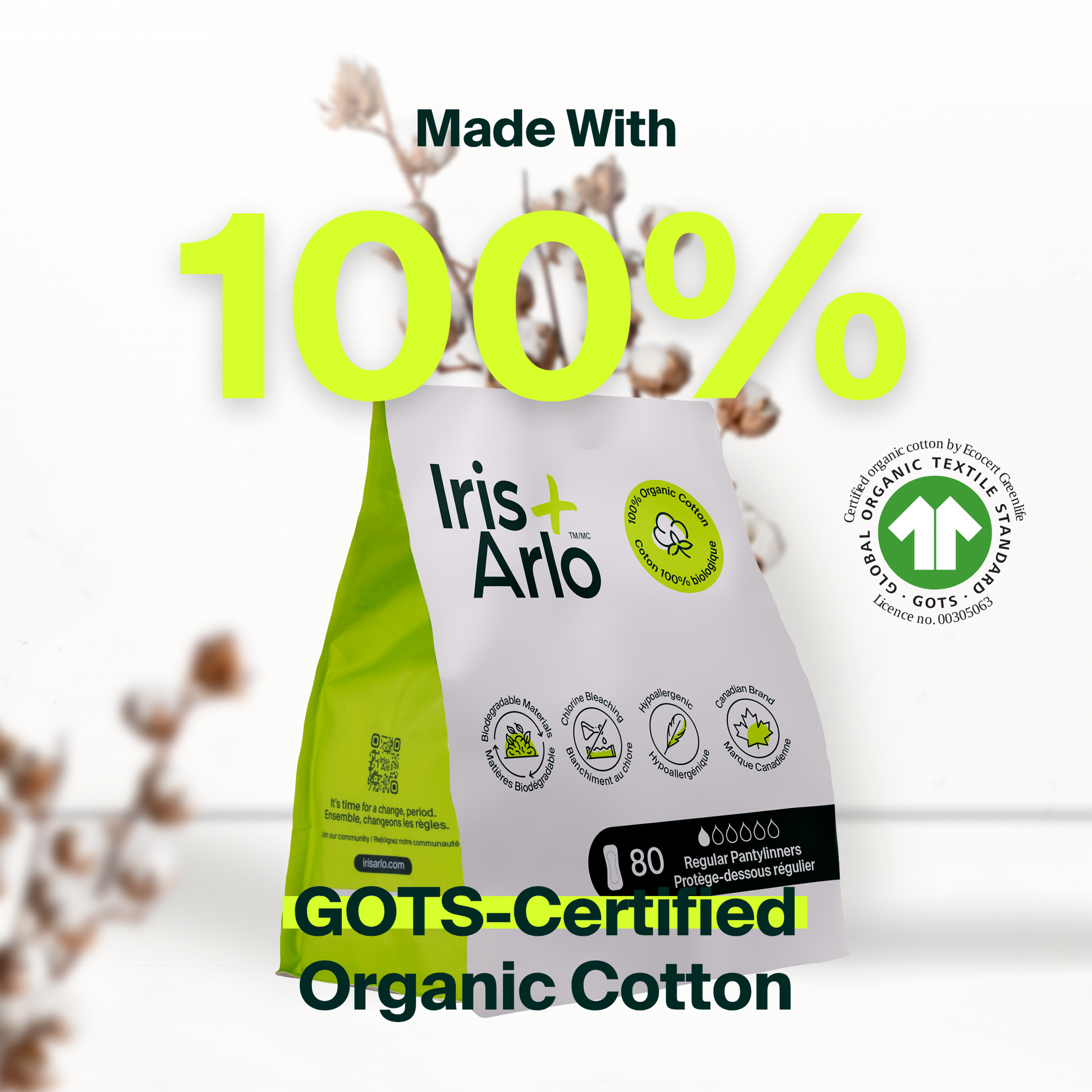 Organic Cotton Pantyliners — 80 Pack