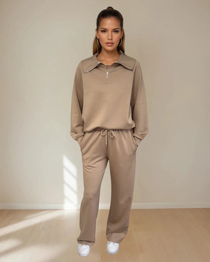 Maeve Relaxed Half-Zip — Mocha