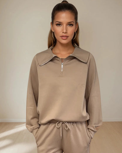 Maeve Relaxed Half-Zip — Mocha