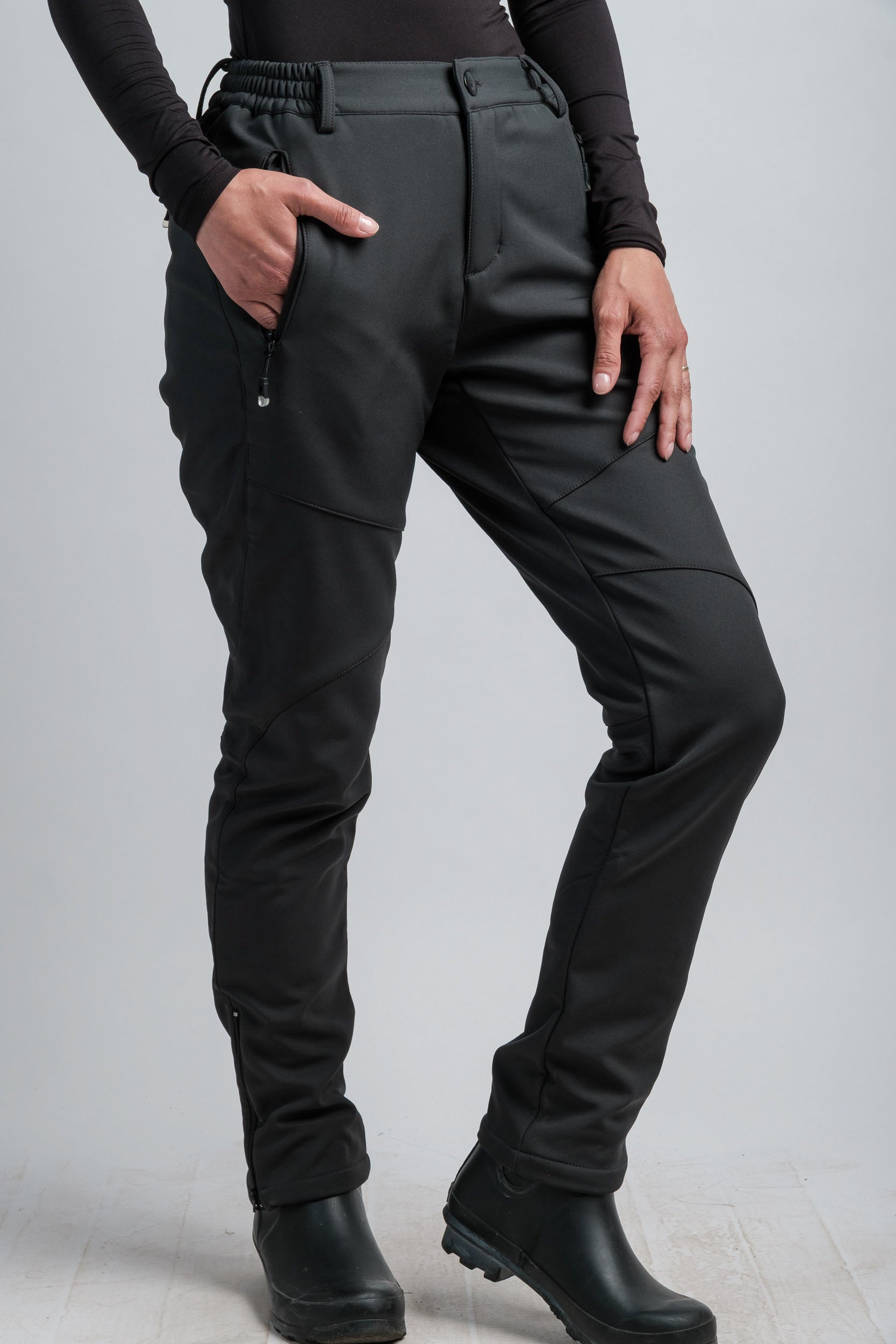 Women's Gray High-Waist Water-Resistant Adventure Pants