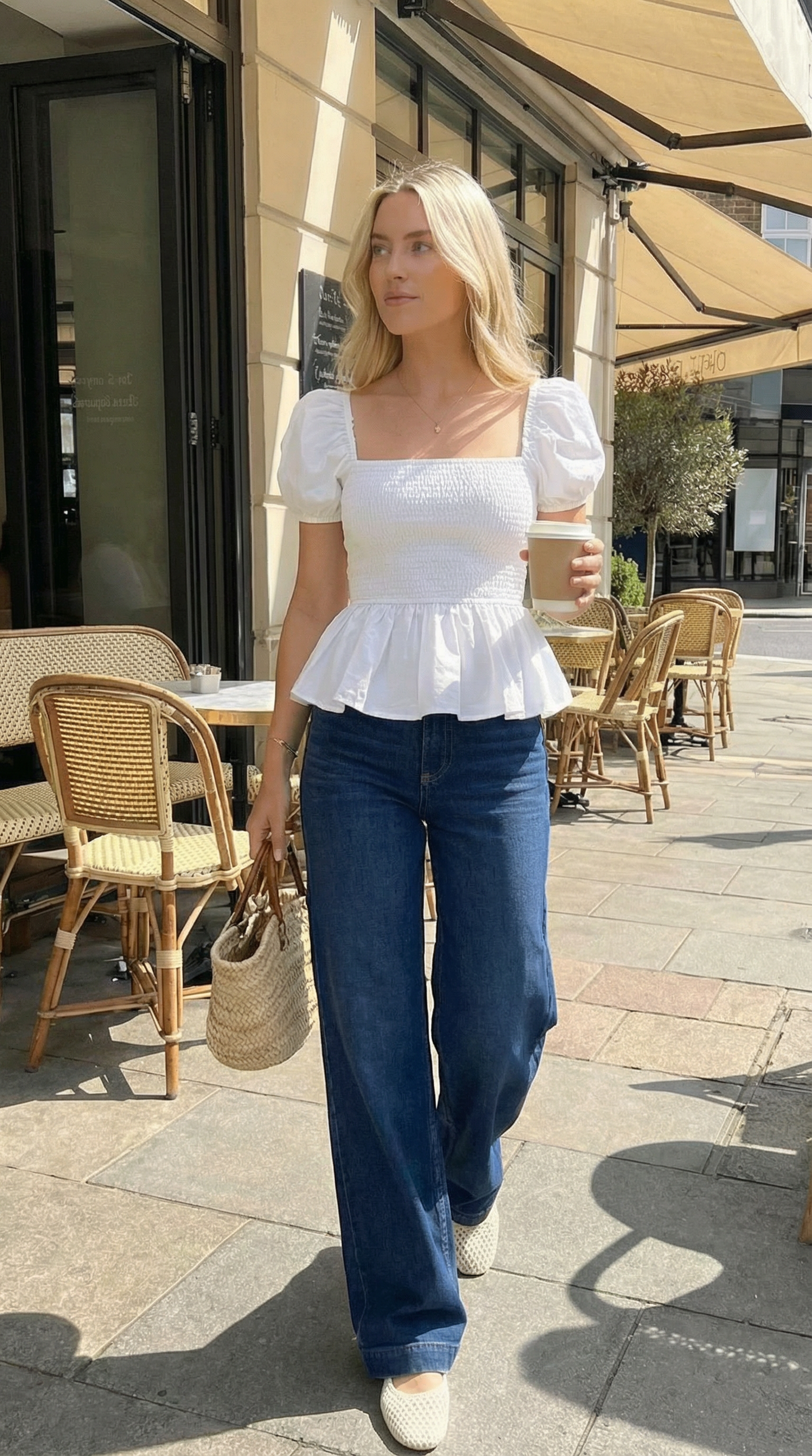 Sera Cotton Peplum Blouse — White