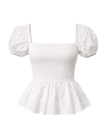 Sera Cotton Peplum Blouse — White