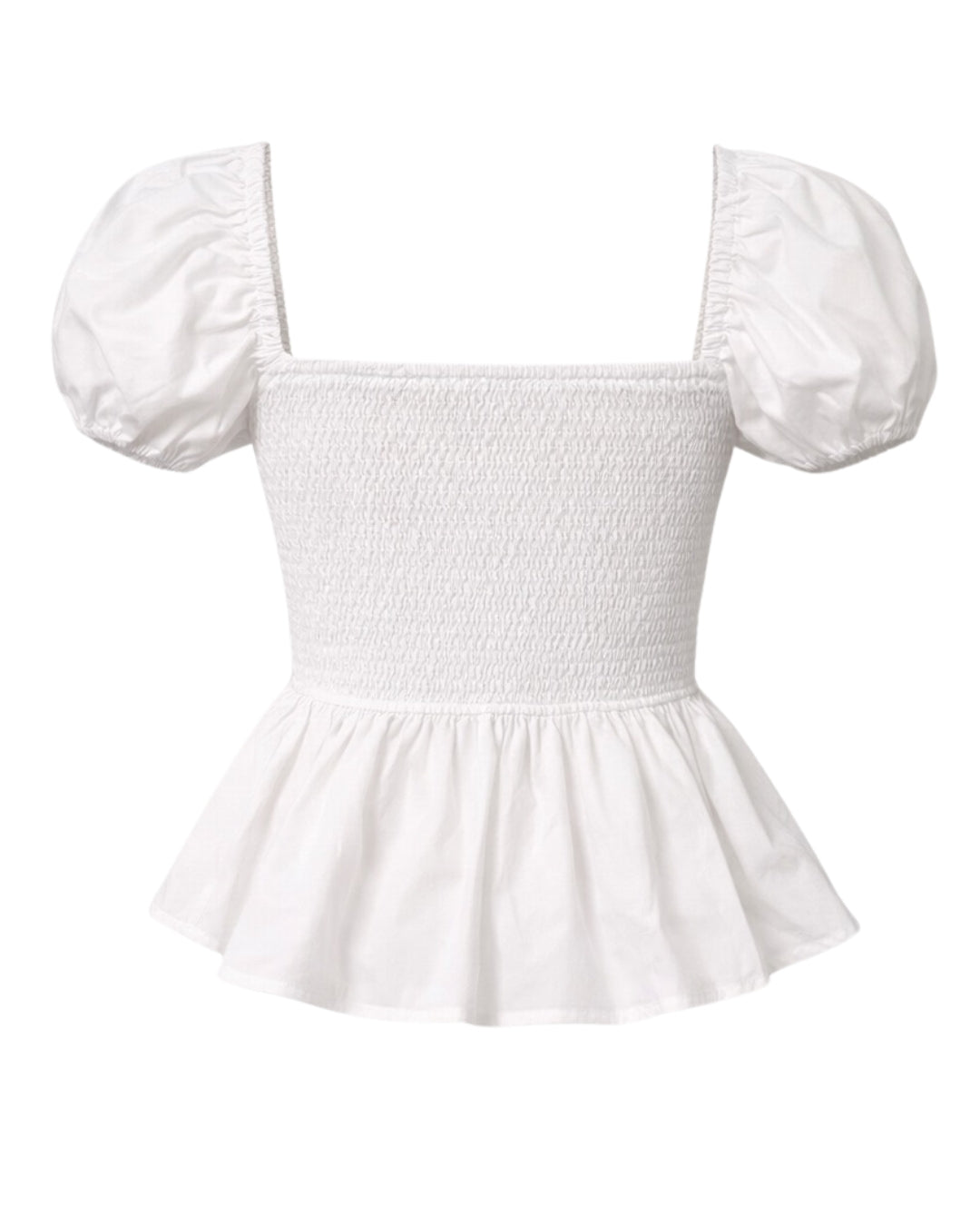 Sera Cotton Peplum Blouse — White