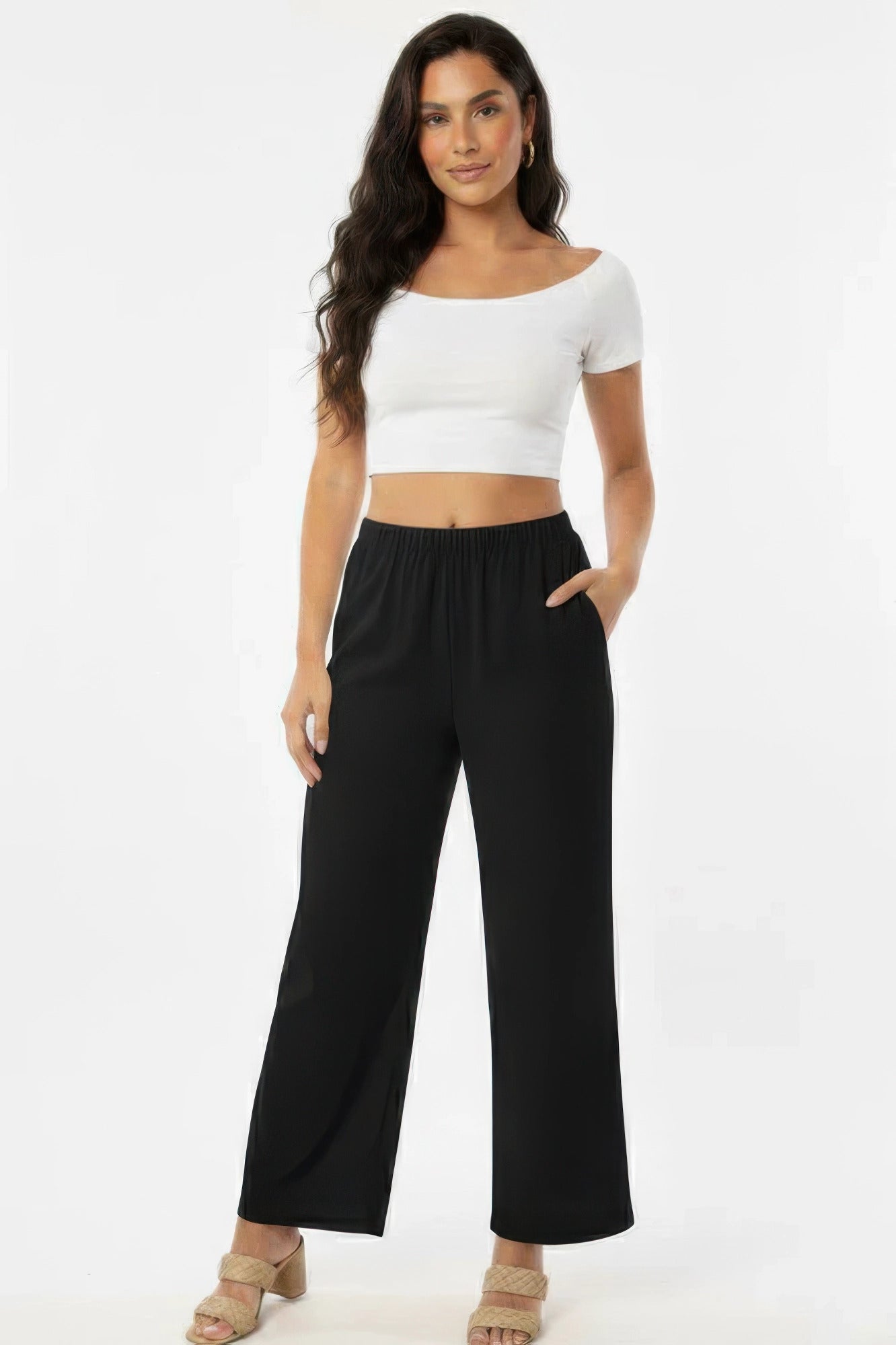 Relaxed Fit 100% Cotton Wide-leg Pants With Side Pockets