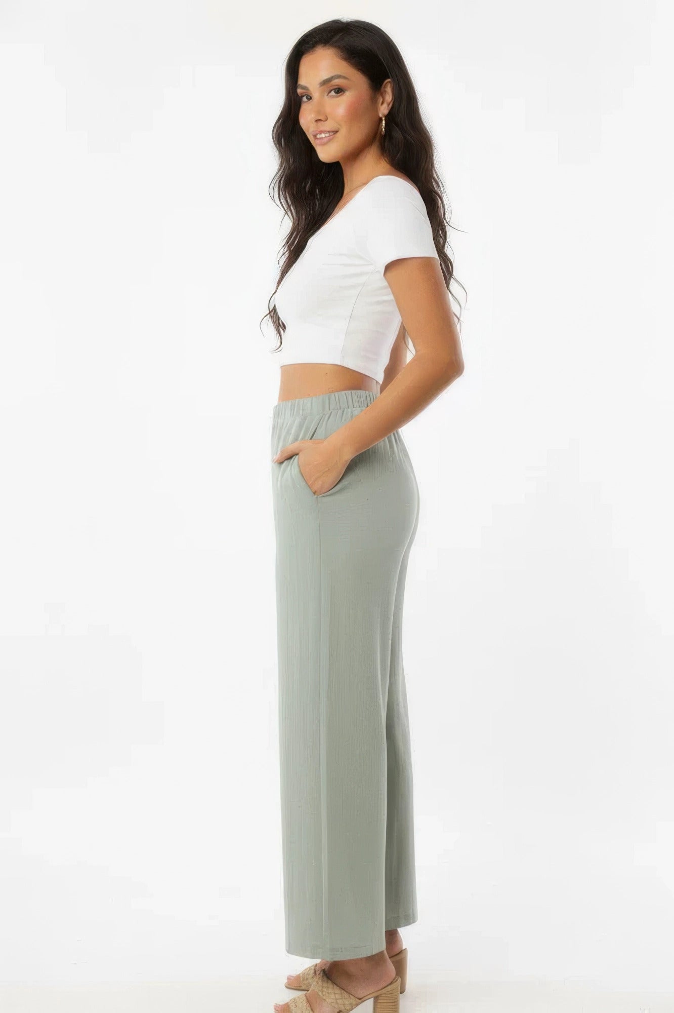 Relaxed Fit 100% Cotton Wide-leg Pants With Side Pockets