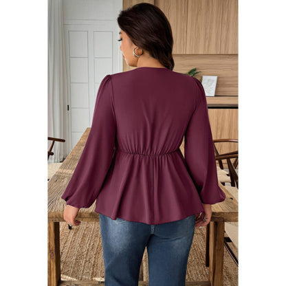Plus Size Solid V Neck Lace Patchwork Shirt