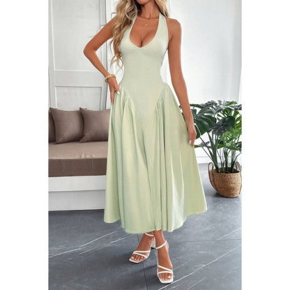 Halter Back-Zip Midi Sundress