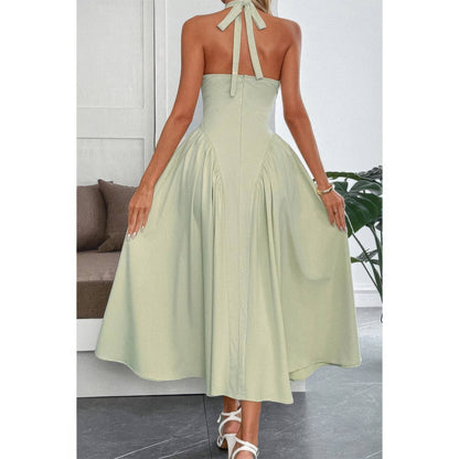 Halter Back-Zip Midi Sundress