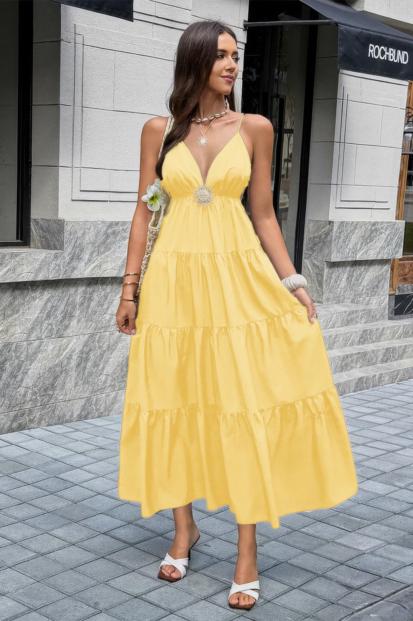 High Waist Sleeveless Open Back Full Dress