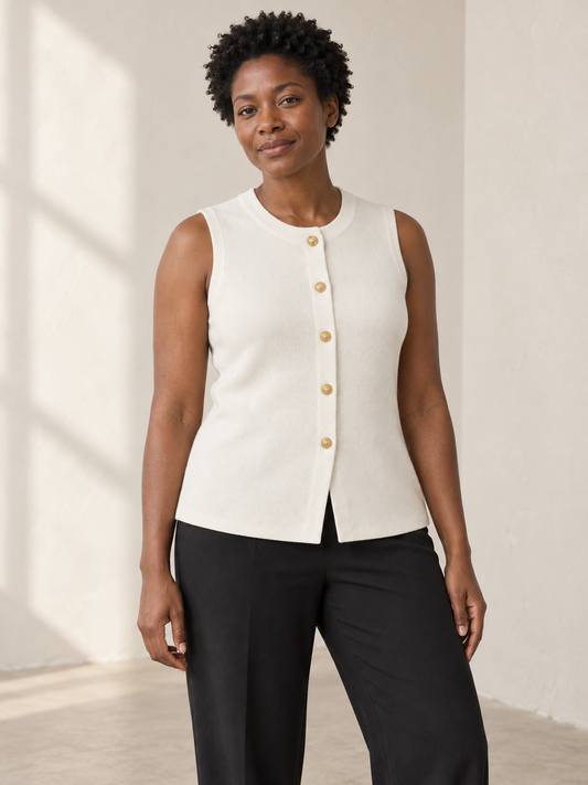 Bezla Knit Vest — Ivory