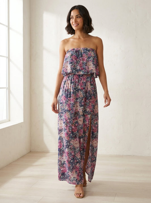 Bloom Party Strapless Maxi Dress
